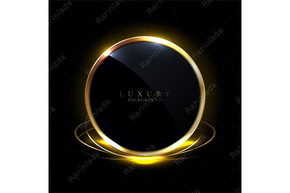 3D Luxury Black Glossy Circles Golden
