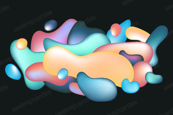 Unlocking Visual Potential with Abstract Colorful Fluid 3d Shape Patterns